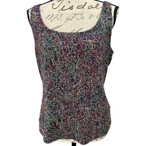 Vintage 90s Slinky Multicolor Metallic Glitter Alex Evenings Tank Top Size XL